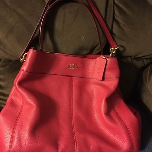 Coach Lexy red pebble leather shoulder bag